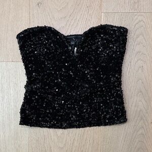 Aqua Black Sequin Top bustier